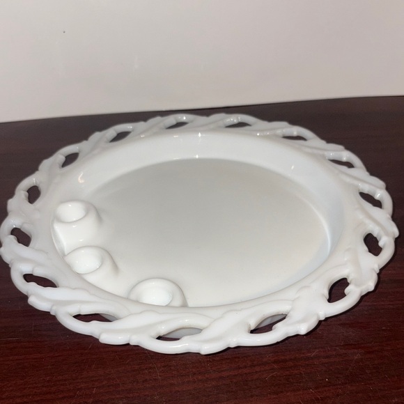 Imperial Glass Other - Vintage IMPERIAL GLASS white milk glass centerpiece plate dish 3 candle holder